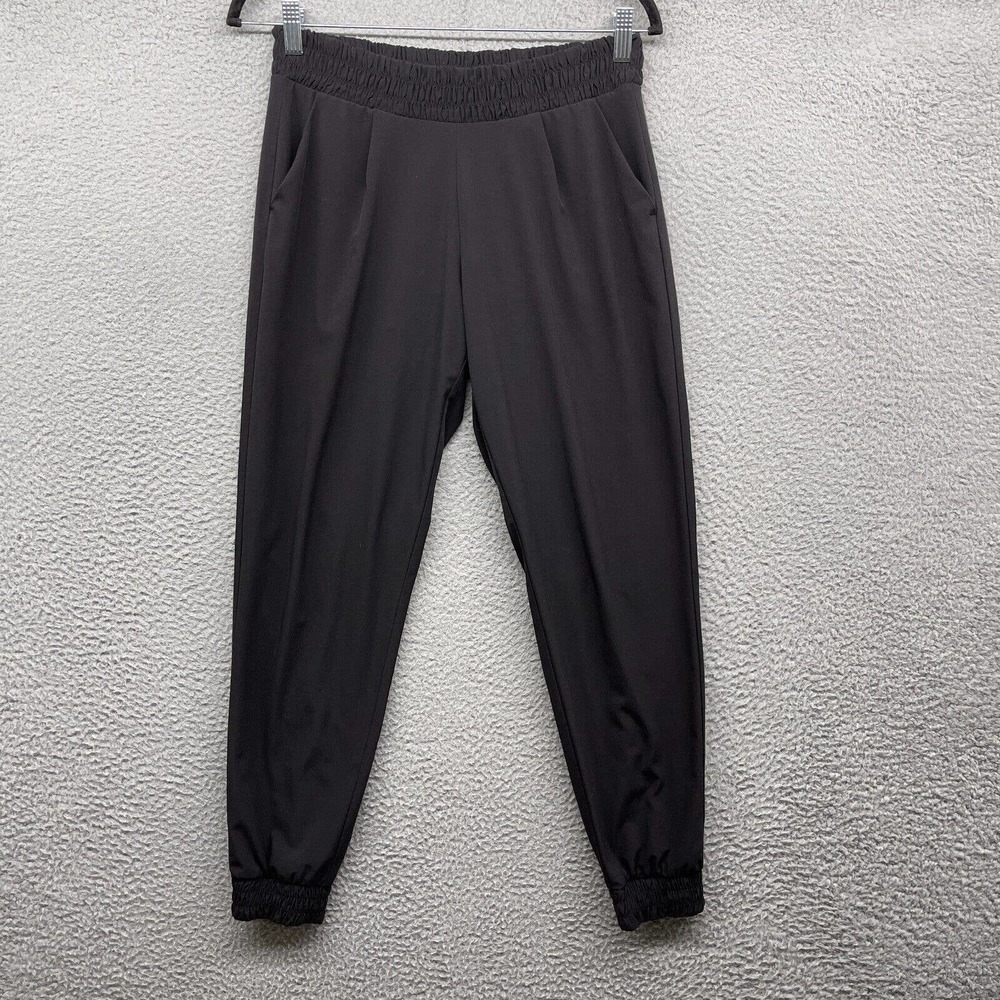 Athleta Womens Jogger Pants Black Elastic Waist Tapered Leg Pull On Size 6
